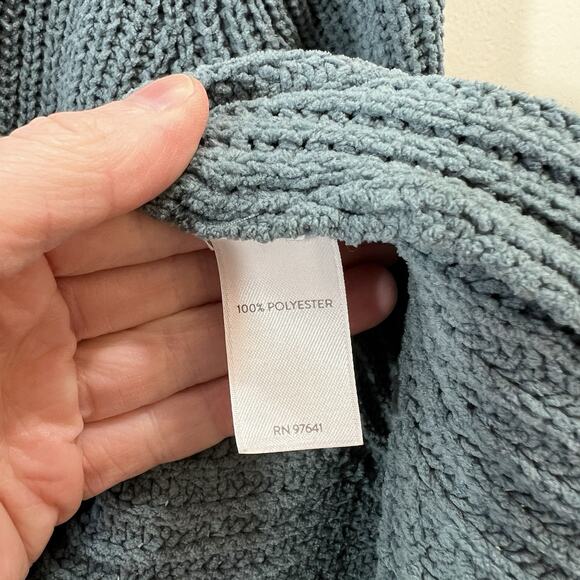 J. Jill Women’s Ribbed Chenille Sweater Size L Dusty Blue Tunic Cabincore Cozy - Picture 4 of 8
